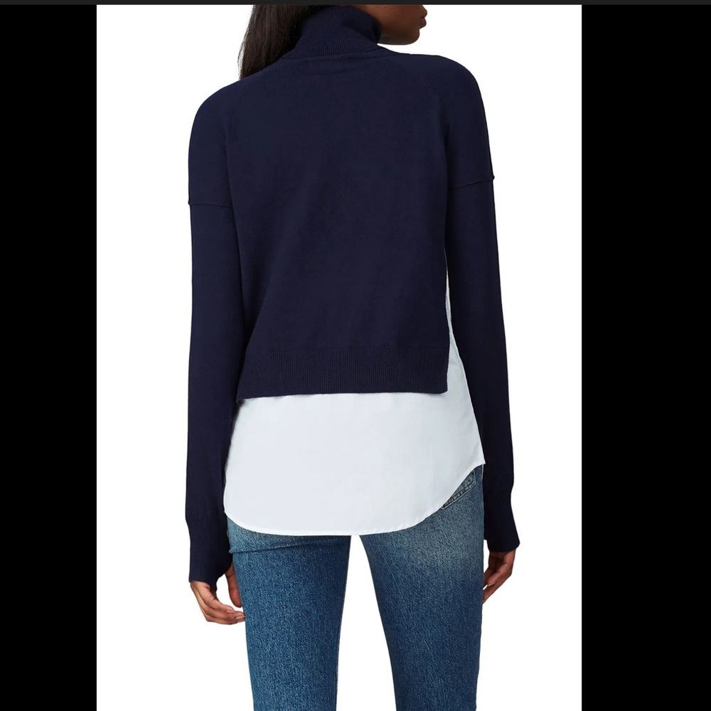 KF/KaufmanFranco navy knit inset sweater XS. NWOT - Picture 3 of 16